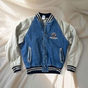 Vintage 90s Denim Warner Bros unisex varsity bomber jackett